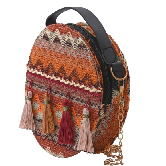 Thailand Designer ,ROYAL SIAMESE Handmade Embroidery Orange Faux Leather NWT - Picture 1 of 5